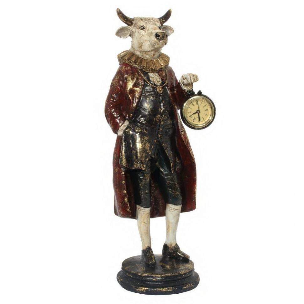 Фигурка декоративная "Бык" с часами, L13 W11 H42 см 82-1551 фото 1 — Egidius.ru