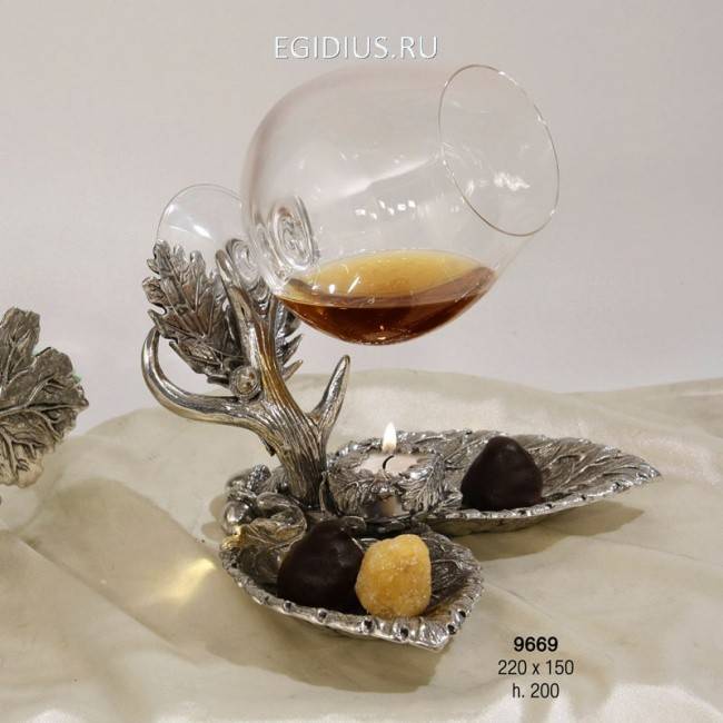 Коньячница с подогревом дубовый лист 701-009 фото 1 &mdash; Egidius.ru