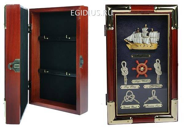 Коллаж-ключница Парусник 15*7*25см  104-057 фото 1 — Egidius.ru