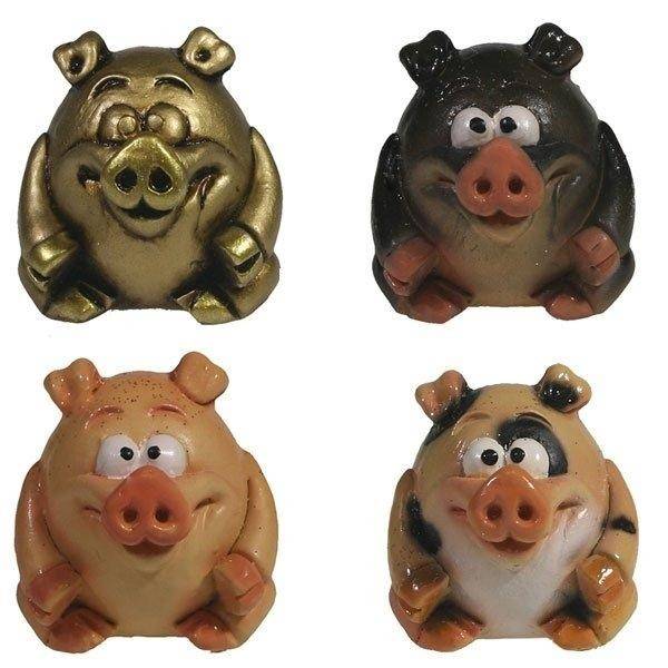 Фигура декоративная "Поросенок Хепи", L3.5W3.5H4, 4 в. 82-0442 фото 1 — Egidius.ru