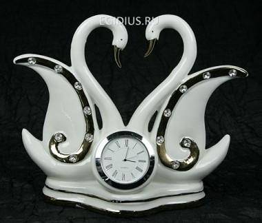 Часы Лебеди, фарфор 23*9*19см 113-092 — Egidius.ru