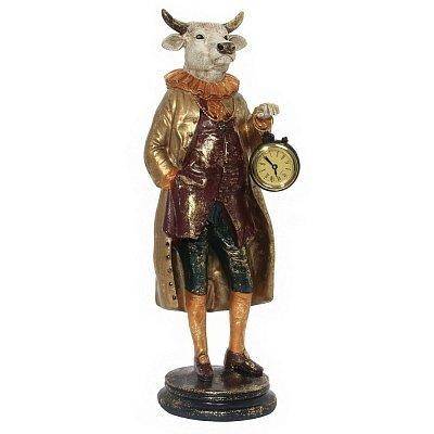 Фигурка декоративная "Бык" с часами, L13 W12 H41 см 82-1552 фото 1 &mdash; Egidius.ru