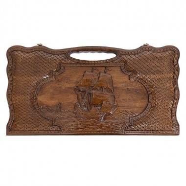 Настольная игра: Нарды резные &quot;Корабль-2&quot; с ручкой 60, Haleyan 4-2-032 — Egidius.ru