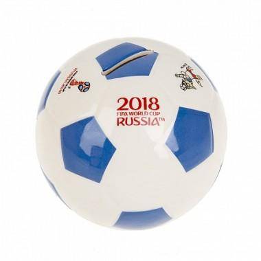 Копилка керамическая &quot;Чемпионат Мира FIFA 2018&quot; (синяя) d=11,5см. h=11см.  407-001 — Egidius.ru