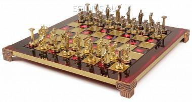 Шахматный набор &quot;Греческая Мифология&quot; (красн. мет. доска 36х36, дер. короб, фигуры золото/серебро) 31-0730 — Egidius.ru