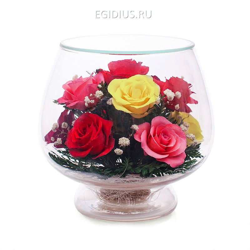 Цветы в стекле: Композиция из роз 200-167 фото 1 &mdash; Egidius.ru