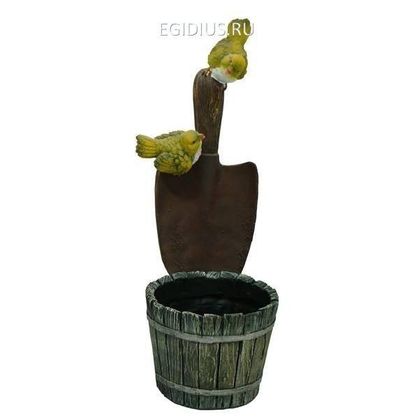 Садовое кашпо Птички на лопате L16W16H40см 81-6458 фото 1 — Egidius.ru