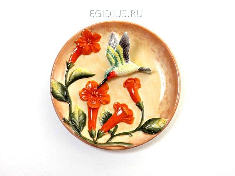 Тарелка настенная "птица" диаметр=20 см. 319-826 фото 1 — Egidius.ru