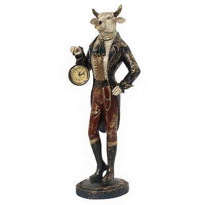 Фигурка декоративная "Бык" с часами, L16 W13 H46 см 82-1554 фото 1 — Egidius.ru