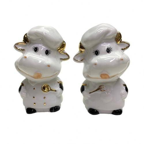 Набор для специй "Бык", фарфор 4*4*9см 3-2-096 фото 1 &mdash; Egidius.ru