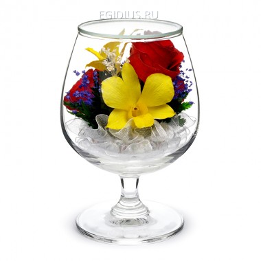 Композиция из роз и орхидей (арт. GSM) в подарочной упаковке 200-347 — Egidius.ru