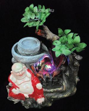Фонтан с помпой Веселый Будда, мельница, подсветка 25.1*17.3*29.5 10-0446 фото 1 &mdash; Egidius.ru
