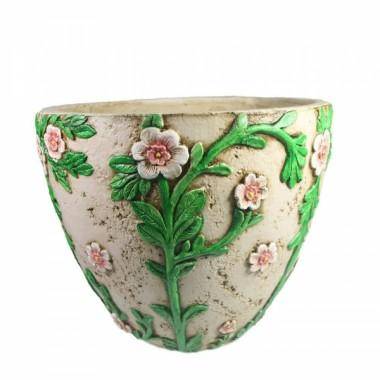Кашпо декоративное &quot;Горшок украшенный цветами&quot;  D36H26 81-6719 — Egidius.ru