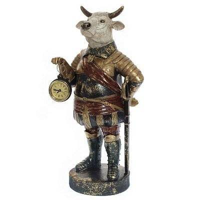 Фигурка декоративная "Бык" с часами, L19 W14 H41 см 82-1555 фото 1 — Egidius.ru