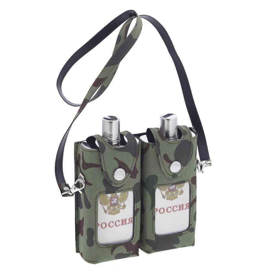 Набор: 2 фляжки в чехле (300мл), L15 W4 H18 см 81-1680 фото 1 — Egidius.ru