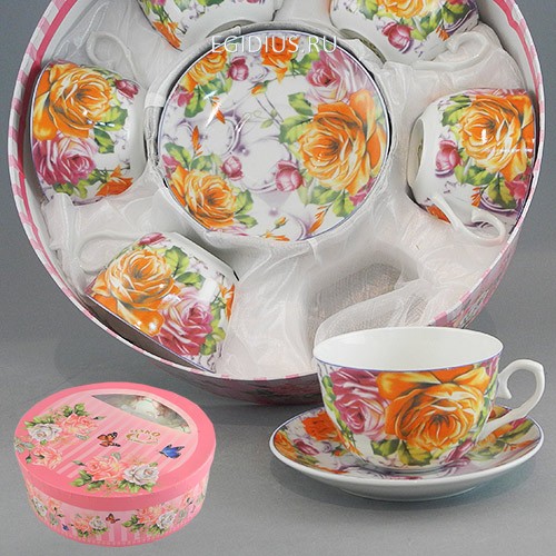 Набор чайный 12 пр. роза оранж 220 мл под.уп. 900-245 фото 1 &mdash; Egidius.ru