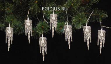 Светов. Украшение гирлянда 26 диодов, режим мигания, с декором из льдышек-сосулек (Цвет белый) 10-4008 — Egidius.ru