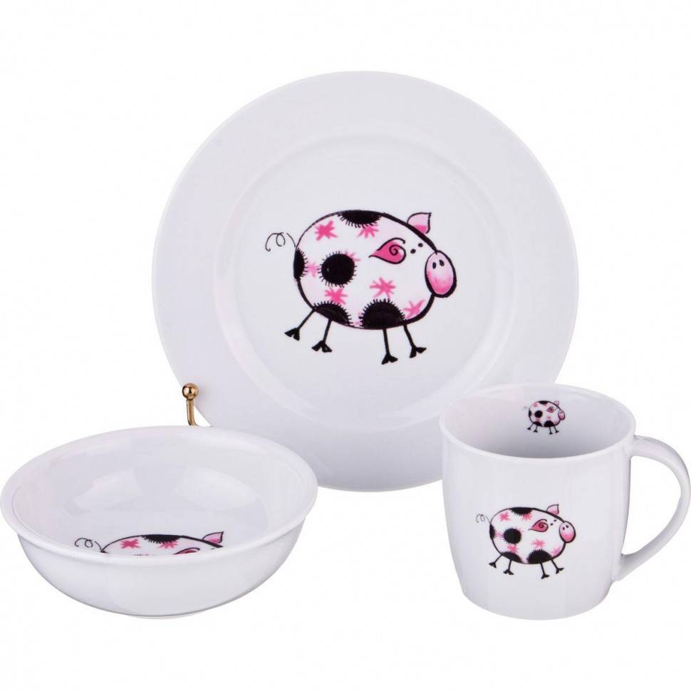 Набор посуды на 1 персону 3 пр.: кружка +блюдце+тарелка 300 мл. высота=8 см. 332-820 фото 1 &mdash; Egidius.ru