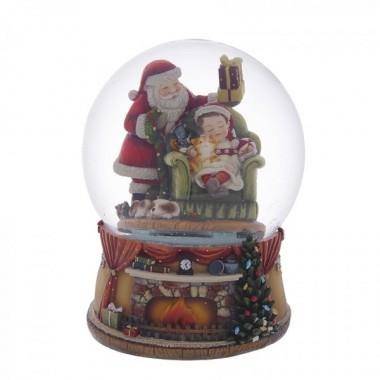Дед мороз снежный шар музыкальный с генератором вьюги, 16х16х20см, 150мм 81-1182 — Egidius.ru