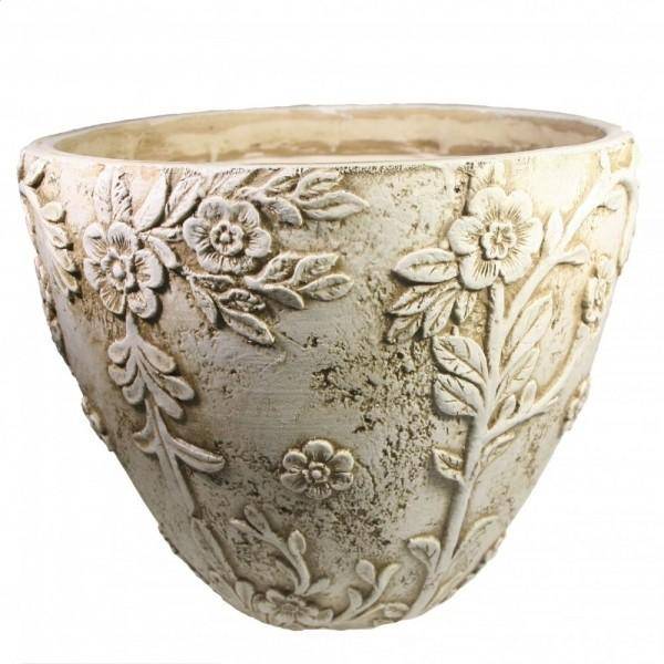 Кашпо декоративное "Горшок украшенный цветами" (антика) D36H26 81-6720 фото 1 — Egidius.ru