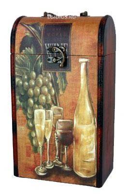 Кофр на 2 бутылки "Сундучок" 21*12*36см  110-512 фото 1 — Egidius.ru