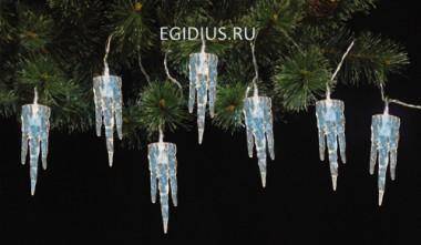 Светов. Украшение гирлянда 26 диодов, режим мигания, с декором из льдышек-сосулек (Цвет голубой) 10-4009 — Egidius.ru