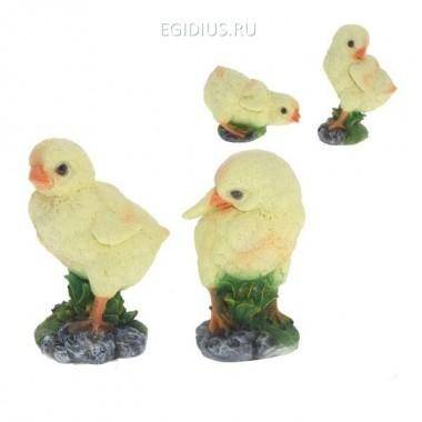 Фигурка декоративная садовая Цыплёнок, 4в.,  H 15 см 81-6105 — Egidius.ru