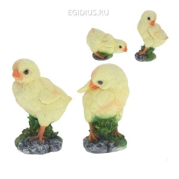 Фигурка декоративная садовая Цыплёнок, 4в.,  H 15 см 81-6105 фото 1 &mdash; Egidius.ru