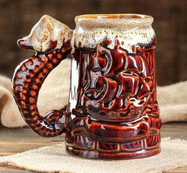 Кружка для пива &quot;Парусник&quot; ручка конек  0,8 л  804-098 — Egidius.ru