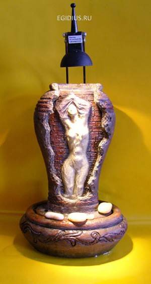 Фонтан с помпой Композиция из древности, с верхней подсветкой №1 14.5*10.5*36CM 10-0555 фото 1 &mdash; Egidius.ru