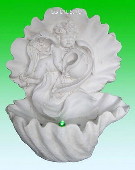 Декоративный фонтан Ангел в раковине, подсветка H*L*W=29*19*14см 10-0448 фото 1 &mdash; Egidius.ru