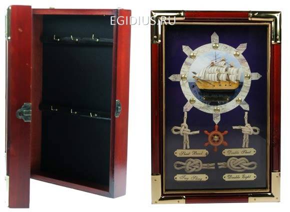 Коллаж-ключница Парусник 20*7*30см 104-061 фото 1 &mdash; Egidius.ru