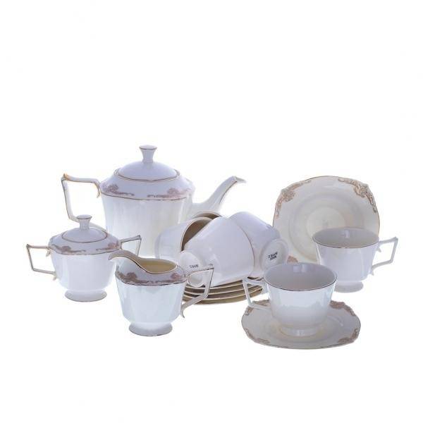 Набор посуды: 6 чашек (200мл), 6 блюдец, чайник (1000мл), молочник (250мл), сахарница, L45 W35 H19 с 81-2900 фото 1 — Egidius.ru