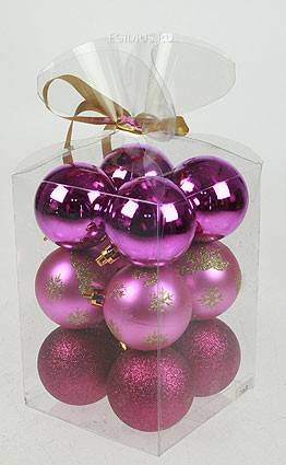 Набор ёлочных игрушек из 12шт., пластик 6см 151-217 фото 1 &mdash; Egidius.ru