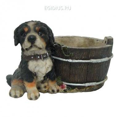 Садовое кашпо Щенок у кадушки L24W15H14.5см 81-6461 — Egidius.ru