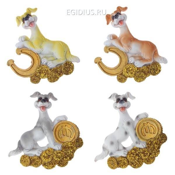 Магнит Собака, 6.8x6.5x1.8см, 4в. Символ 2018 года 81-3917 фото 1 — Egidius.ru