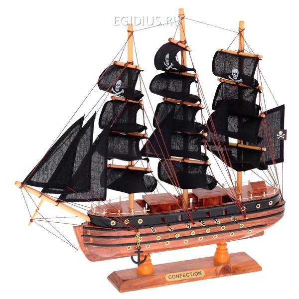 Корабль, L40 см ( с пиратскими парусами) 81-0550 фото 1 &mdash; Egidius.ru