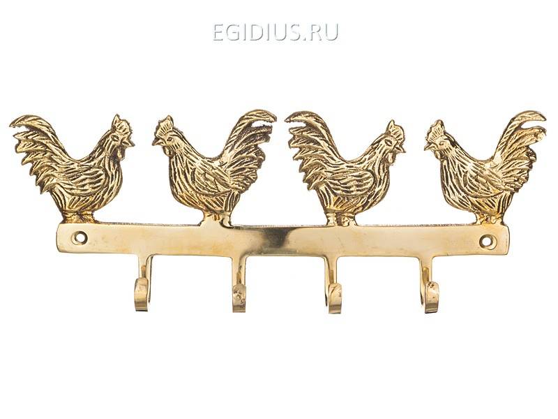 Вешалка на 4 крючка "петухи" длина=26 см  330-871 фото 1 &mdash; Egidius.ru