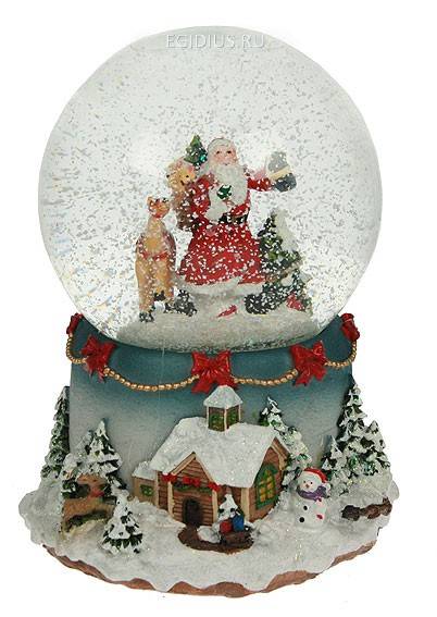 Шар водяной музыкальный Новогодняя сказка с подсветкой d=12см  151-651 фото 1 — Egidius.ru