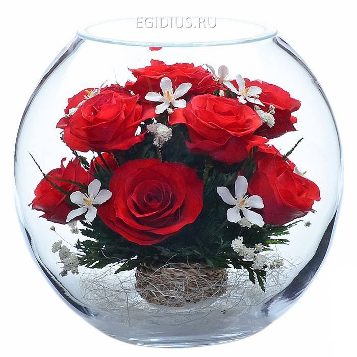 Цветы в стекле: Композиция из красных роз  200-098 фото 1 &mdash; Egidius.ru