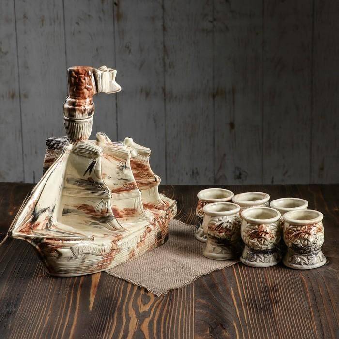 Набор водочно коньячный Штоф с рюмками "Жемчужина" 7 предметов, 1,5 л/ 0,1 л 806-102 фото 1 &mdash; Egidius.ru