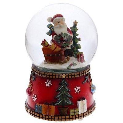 Дед мороз снежный шар музыкальный, D10 см, L10 с подсветкой и генератором вьюги 80-0914 фото 1 &mdash; Egidius.ru