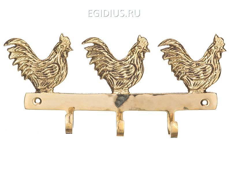 Вешалка на 3 крючка "петухи" длина=19 см  330-872 фото 1 — Egidius.ru