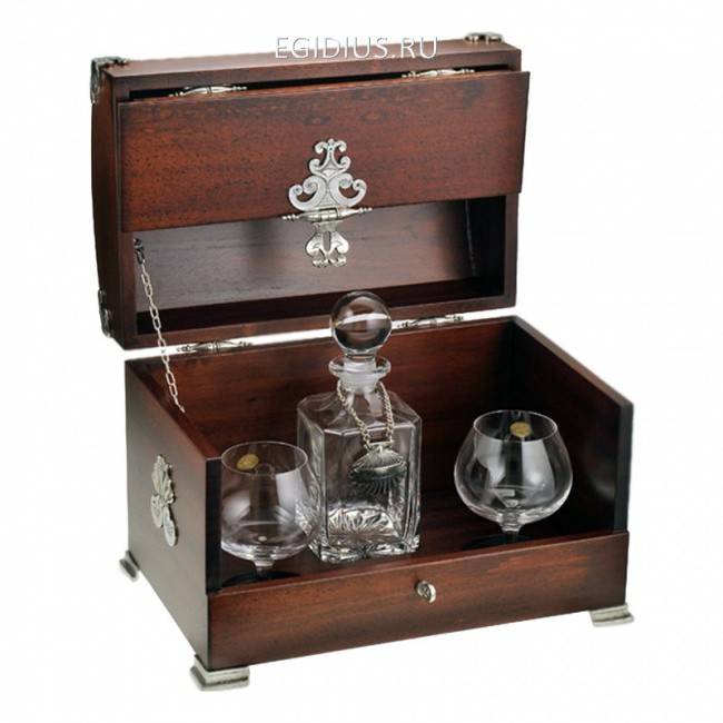 Сундук-бар коньяк графин+2 бокала 22*34*27см 701-025 фото 1 &mdash; Egidius.ru