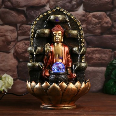 Фонтан настольный от сети, подсветка &quot;Молитва будды&quot; красно-золотой 40х25х25 см 803-047 — Egidius.ru