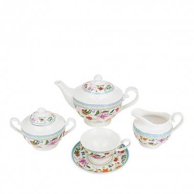 Чайный сервиз 15пр. &quot;Восточная лилия&quot; v=180/400/500/1100мл. (фарфор)  408-115 — Egidius.ru