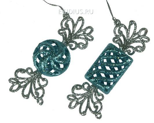 Игрушка ёлочная Конфетка голубой 10см  151-126 фото 1 — Egidius.ru