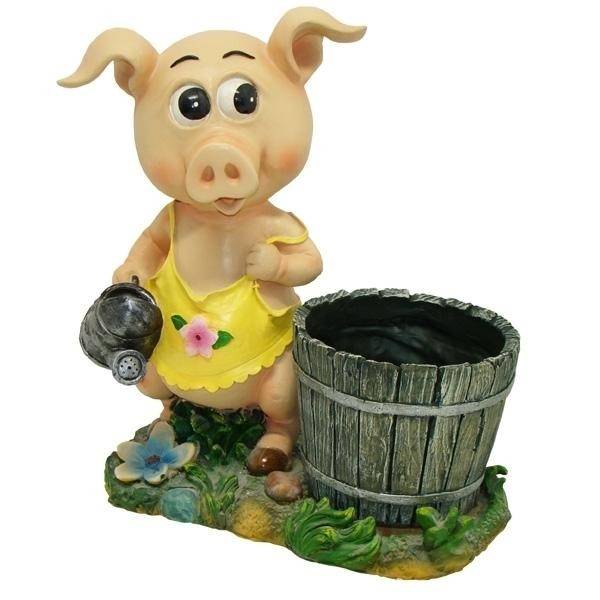 Кашпо декоративное "Свинка-хозяюшка"L33W17H36см 82-0467 фото 1 — Egidius.ru