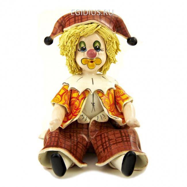 30013 Весёлый-коричневый клоун с цветами h 16 см 705-219 фото 1 — Egidius.ru