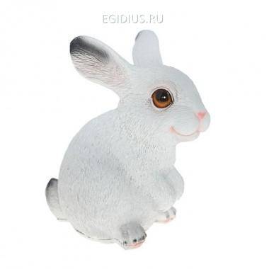Садовая фигура из полистоуна ( Мини зайка белый L9.5W13.5H15) 81-6108 — Egidius.ru